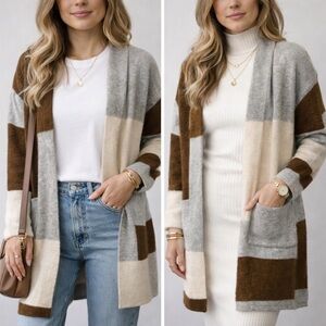 Cozy Casual Color block Cardigan Sweater